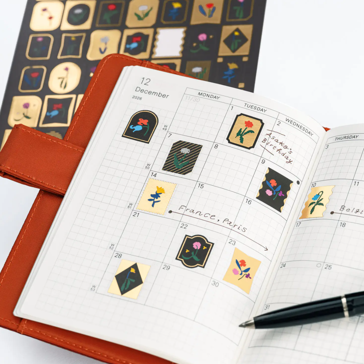 Hobonichi Yoshie Watanabe: Foil-Stamped Stickers (Petit Bloom)