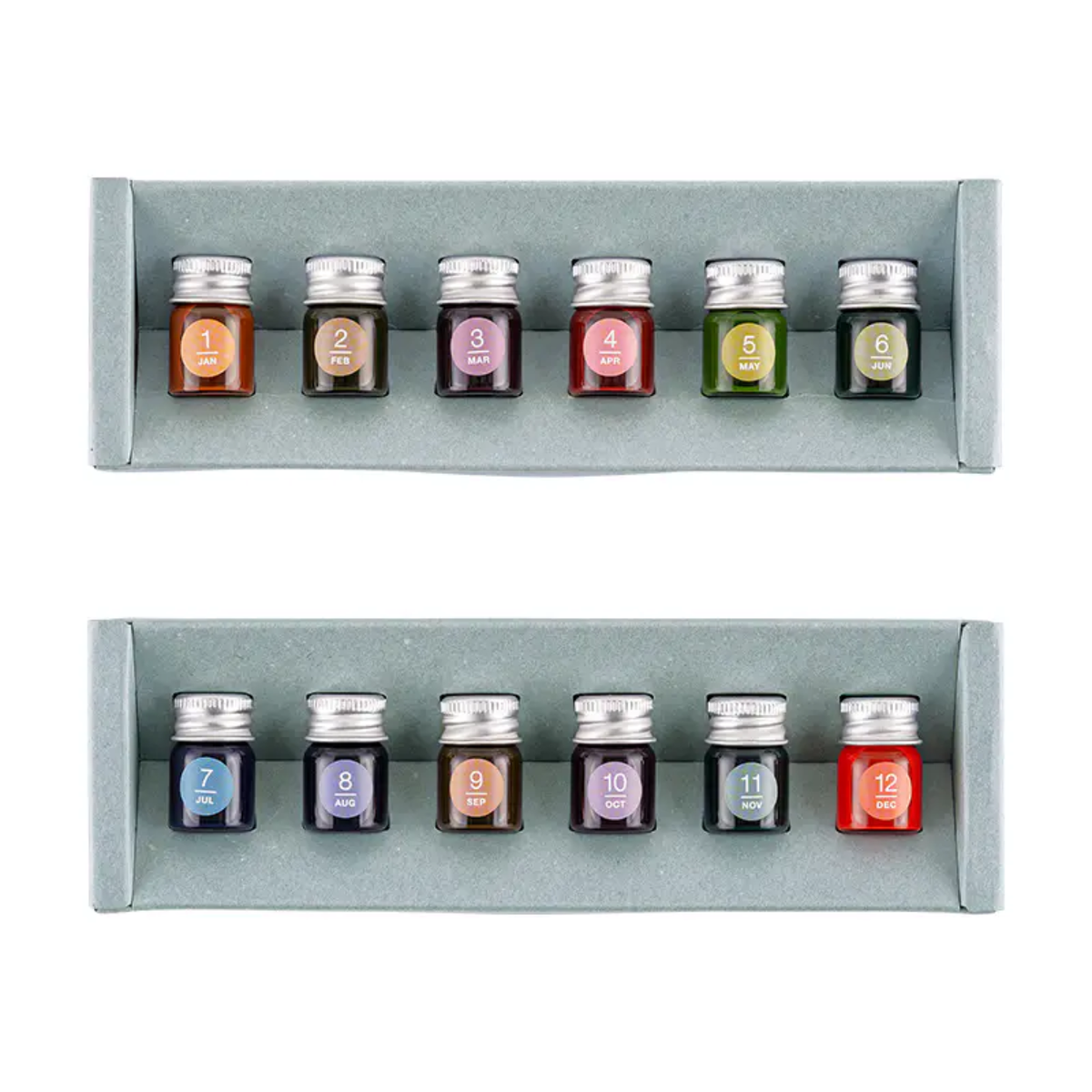 Hobonichi Kakimori x TSUKI no IRO: Mini Ink Bottle Set Jan-Jun Set / July-Dec Set
