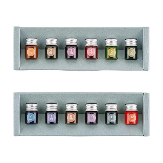 Hobonichi Kakimori x TSUKI no IRO: Mini Ink Bottle Set Jan-Jun Set / July-Dec Set