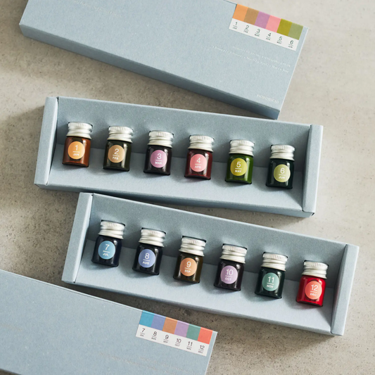 Hobonichi Kakimori x TSUKI no IRO: Mini Ink Bottle Set Jan-Jun Set / July-Dec Set