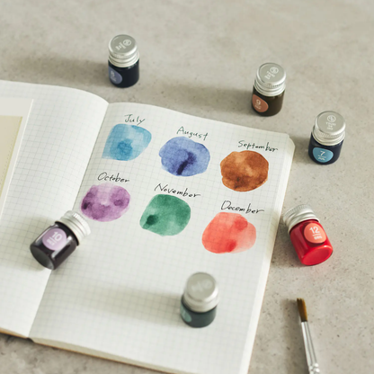 Hobonichi Kakimori x TSUKI no IRO: Mini Ink Bottle Set Jan-Jun Set / July-Dec Set