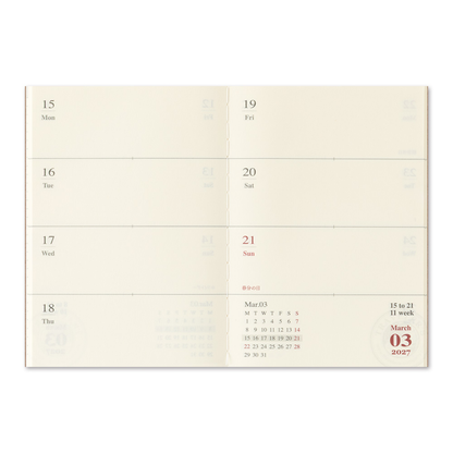 TRAVELER'S Notebook Passport Size Refill 2027 Weekly