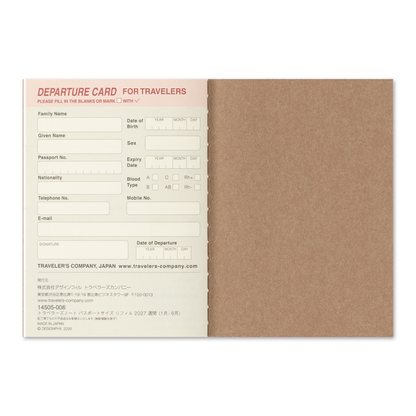 TRAVELER'S Notebook Passport Size Refill 2027 Weekly
