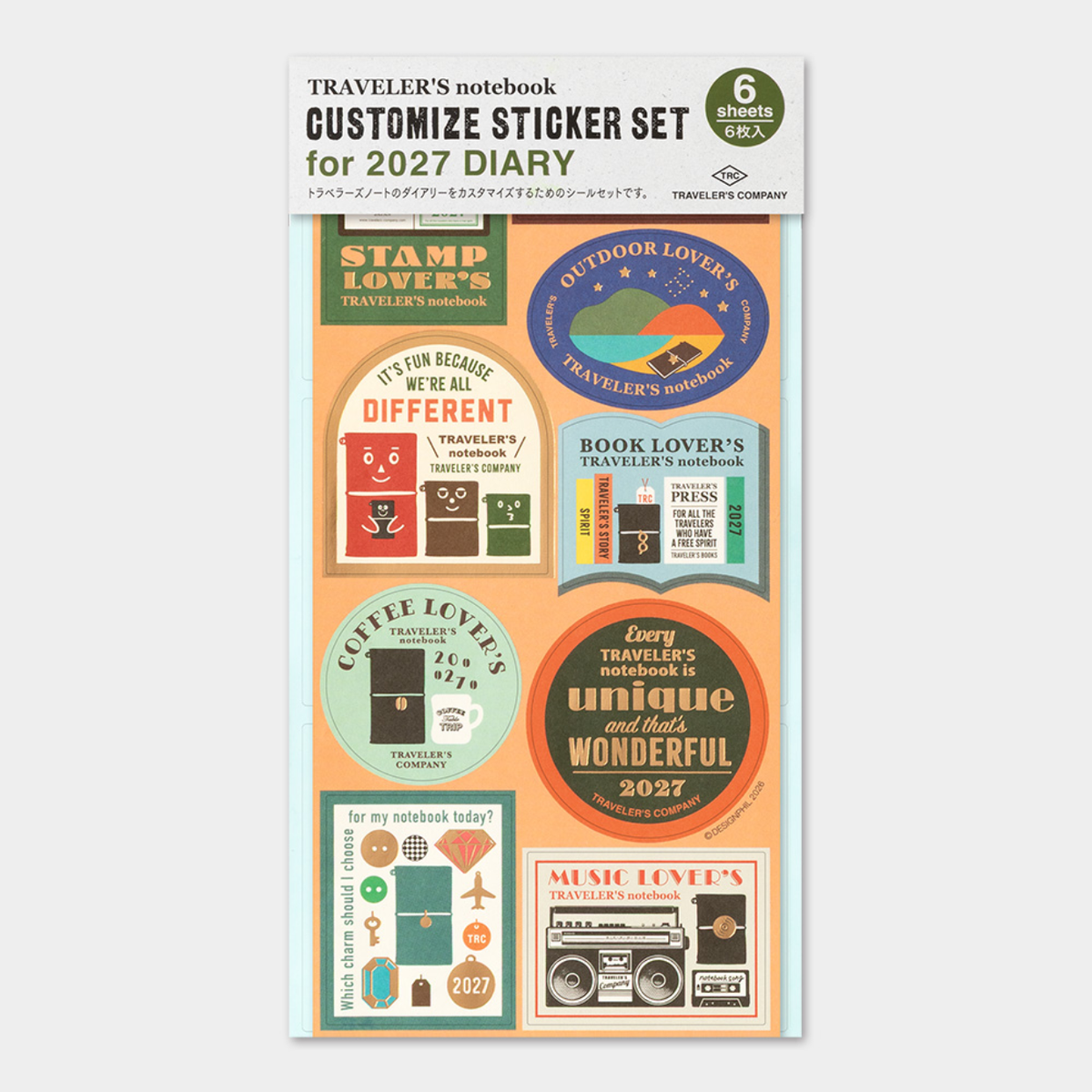 TRAVELER'S Notebook Customize Sticker Set for 2027 Diary