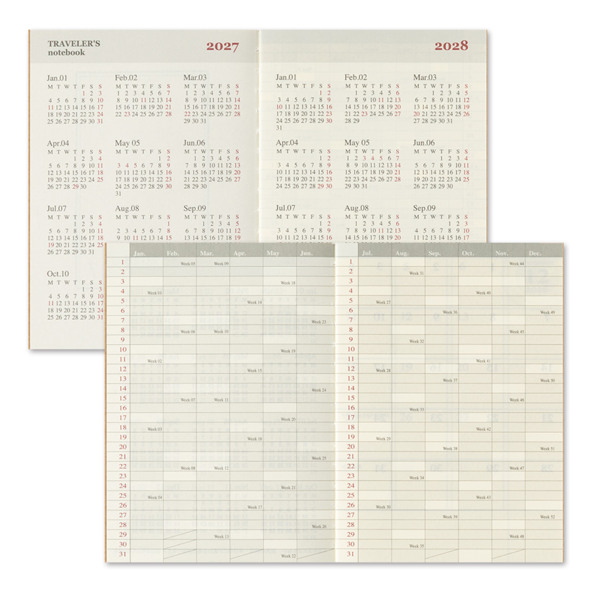 TRAVELER'S Notebook Passport Size Refill 2027 Monthly