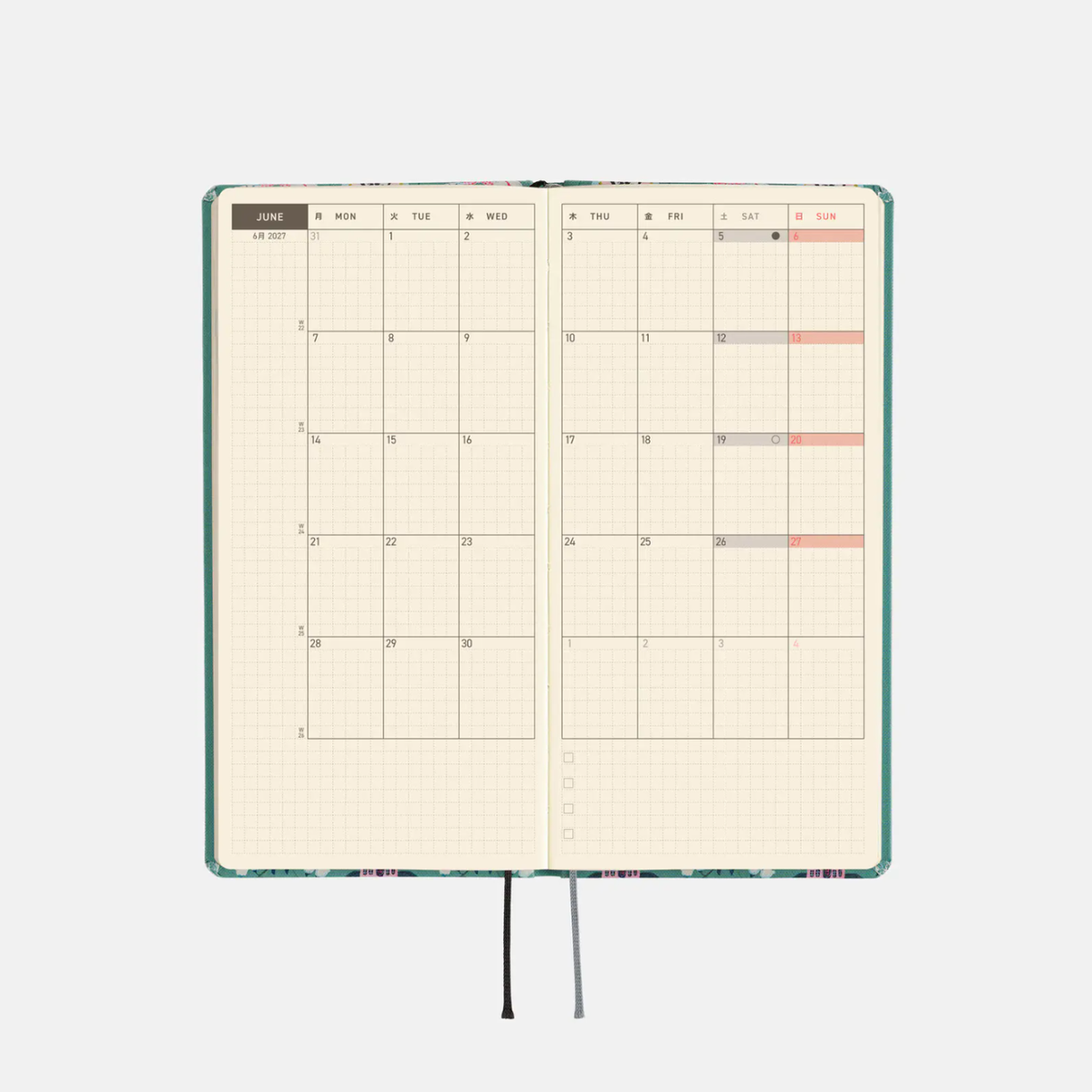 Hobonichi Weeks - Kitagishi: White Cat Wallpaper (English)