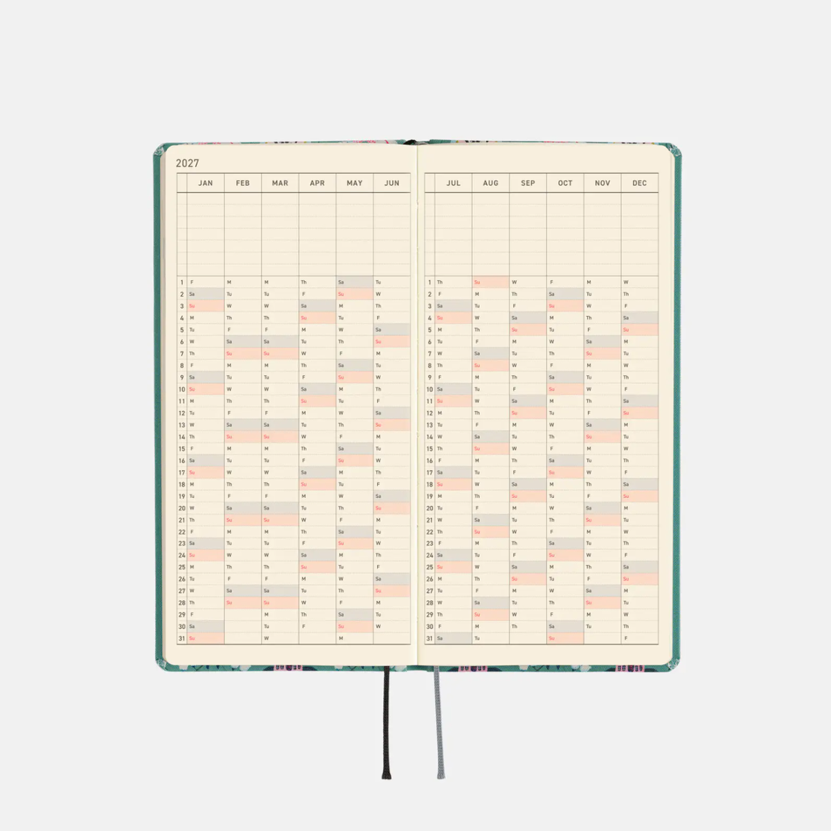 Hobonichi Weeks - Kitagishi: White Cat Wallpaper (English)