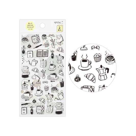 Midori Monotone Cafe Sticker Sheet