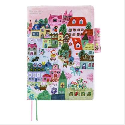 Hobonichi Yumi Kitagishi: White Cat Village A5 Cousin Size Cover