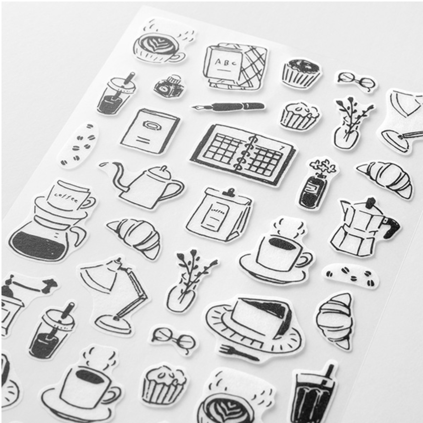 Midori Monotone Cafe Sticker Sheet