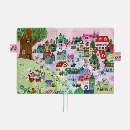 Hobonichi Yumi Kitagishi: White Cat Village A5 Cousin Size Cover